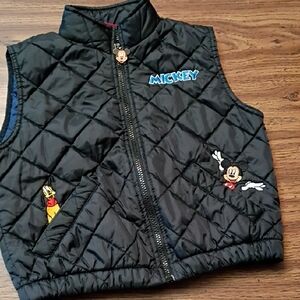 ❤️ Vintage Mickey Mouse Black Embroidered Quilted Vest Size 6
